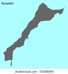 High quality map of Kunashir is the island of Kurils