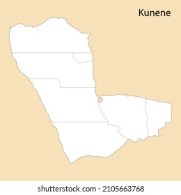 High Quality map of Kunene is a region of Namibia, with borders of the districts