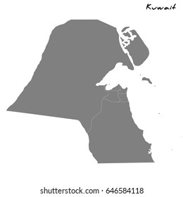 High quality map of Kuwait with borders of the regions