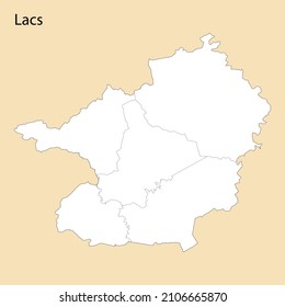 High Quality map of Lacs is a region of Ivory Coast, with borders of the districts