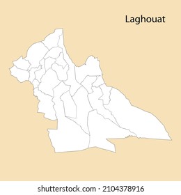 Die Hochqualitätskarte von Laghouat ist eine Provinz Algeriens, die an die Bezirke grenzt