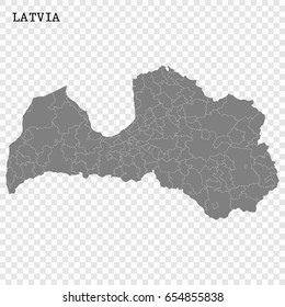 High quality map of Latvia with borders of the regions or counties 