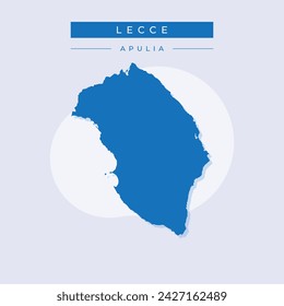 High Quality map of Lecce is a province of Italy, with borders of the municipalities