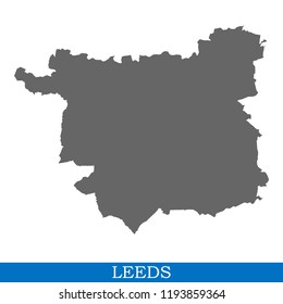 High Quality map of Leeds is a city in United Kingdom, with borders of districts