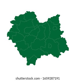 High Quality map of Lesser Poland is a Voivodeship of Poland with borders of the powiats