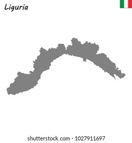High Quality map of Liguria is a region of Italy