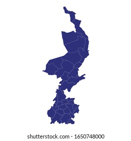 High Quality map of Limburg is a province of Netherlands, with borders of the Municipalities