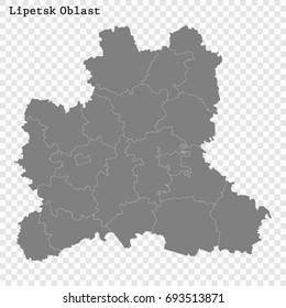 High Quality map of Lipetsk Oblast is a region of Russia with borders of the districts