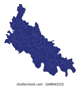 Mapa de alta calidad de Lodi es una provincia de Italia, con fronteras de los municipios