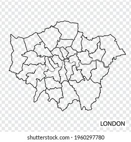 High Quality map of London is a capital  United Kingdom, with borders of the districts. Map of London for your web site design, app, UI. UK. EPS10.