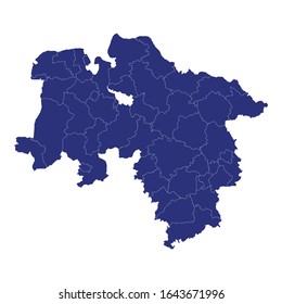 High Quality map of Lower Saxony is a state of Germany, with borders of the regions