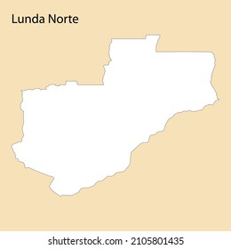 Die Hochqualitätskarte von Lunda Norte ist eine Region Angolas, die an die Bezirke grenzt