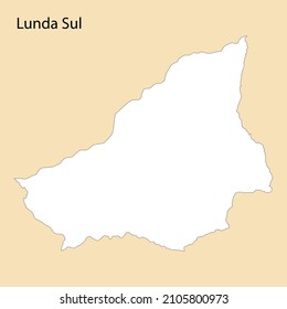 Mapa de alta calidad de Lunda Sul es una región de Angola, con fronteras de distritos