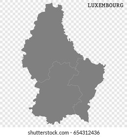 High quality map of Luxembourg with borders of the regions or counties 