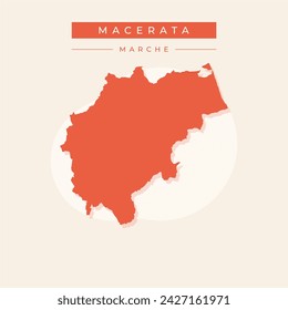 High Quality map of Macerata is a province of Italy, with borders of the municipalities