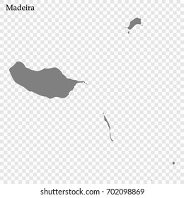 High Quality map of Madeira is a district of Portugal with borders of the municipalities