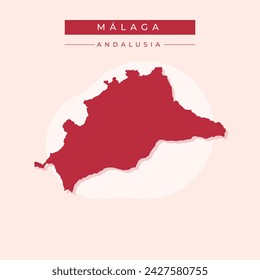 High Quality map of Malaga is a province of Spain, with borders of the municipalities