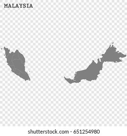 High quality map of Malaysia with borders of the regions or counties