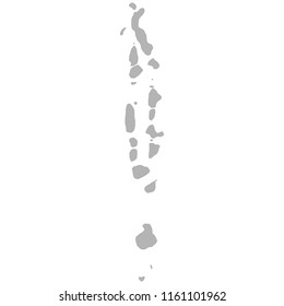 High quality map of Maldives with borders of the regions on white background