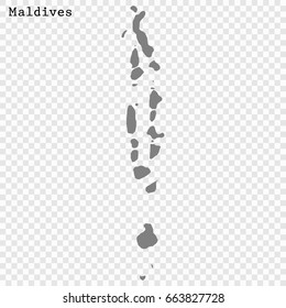 High quality map of Maldives with borders of the regions or counties