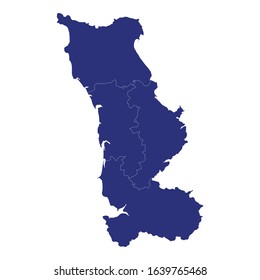 High Quality map of Manche is a department of France, with borders of the arrondissement
