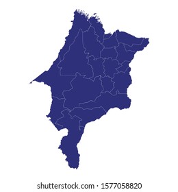 High Quality map of Maranhao is a state of Brazil, with borders of the municipalities
