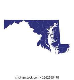 Mapa de alta calidad de Maryland es un estado de los Estados Unidos de América con fronteras de los condados
