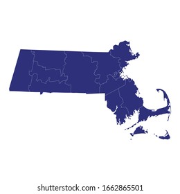 High Quality map of Massachusetts is a state of United States of America with borders of the counties