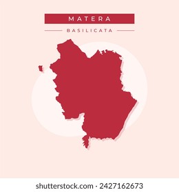 Mapa de alta calidad de Matera es una provincia de Italia, con fronteras de los municipios