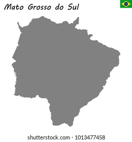 High Quality map of Mato Grosso do Sul is a state of Brazil