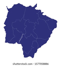 High Quality map of Mato Grosso do Sul is a state of Brazil, with borders of the municipalities