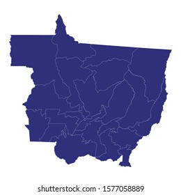 Mapa de alta calidad de Mato Grosso es un estado de Brasil, con fronteras de los municipios