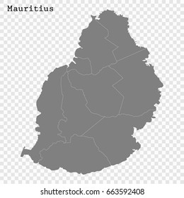 High quality map of Mauritius with borders of the regions or counties 