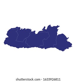 High Quality map of Meghalaya is a state of India, with borders of the divisions