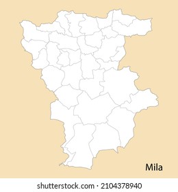 High Quality map of Mila is a province of Algeria, with borders of the districts