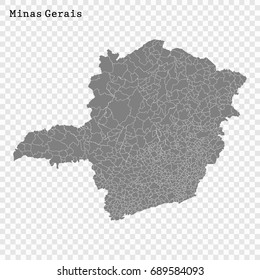 Hochwertige Karte von Minas Gerais ist ein Staat Brasilien, mit Grenzen der Gemeinden