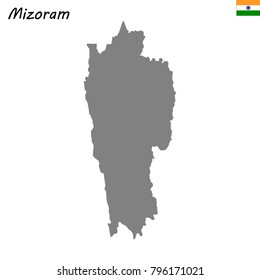 High Quality map of Mizoram is a state of India