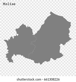 High Quality map of Molise is a region of Italy, with borders of the provinces