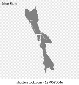 High Quality map of Mon State is a district of Myanmar