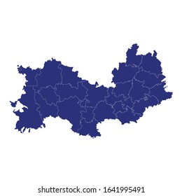 High Quality map of Mordovia is a region of Russia with borders of the districts