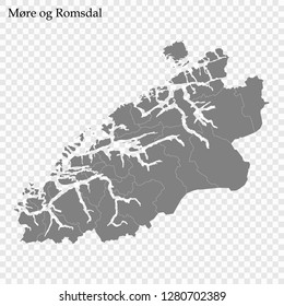 High Quality map of More og Romsdal County of Norway, with borders of municipality