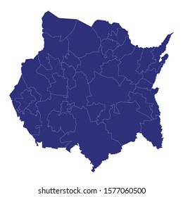 High Quality map of Morelos is a state of Mexico, with borders of the municipalities