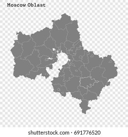High Quality map of Moscow Oblast is a region of Russia with borders of the districts