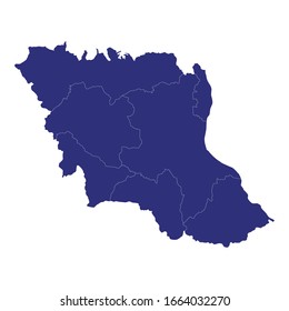 High Quality map of Mukdahan is a province of Thailand, with borders of the districts