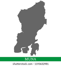 High quality map of Muna is the island of Indonesia