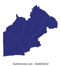 Mapa de alta calidad de Nakhon Nayok es una provincia de Tailandia, con fronteras de distritos