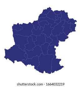 High Quality map of Nakhon Ratchasima is a province of Thailand, with borders of the districts