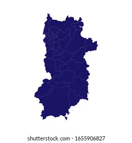 Mapa de alta calidad de Nara es una prefectura de Japón con fronteras de los distritos