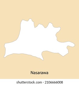 High Quality map of Nasarawa is a region of Nigeria, with borders of the districts