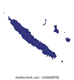 High Quality map of New Caledonia is a region of France, with borders of the departments